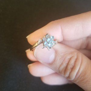 Blue zircon and 10K gold December birthstone ring